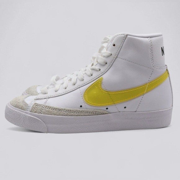 Nike White and Yellow High-Top Sneakers - Picture 1 of 8